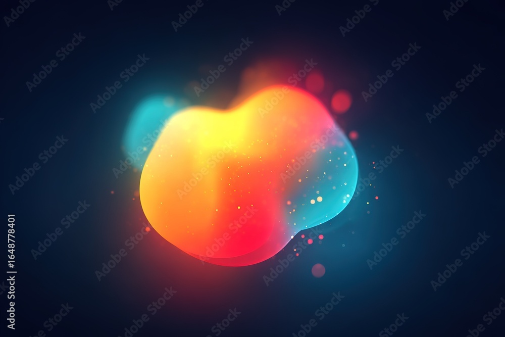 Poster colorful abstract shape with soft gradients and luminous effects in a dark background creating a vib