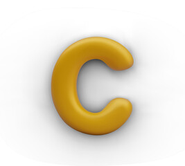 Elegant letter C with metallic shine. Isolated creative template for holiday compositions, greetings. Decorative text element, assessment, level of knowledge
