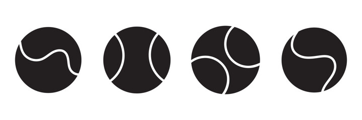 Black tennis ball icon vector illustration.