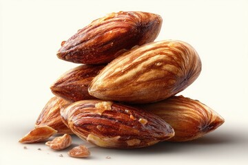 Stacked almonds, close-up