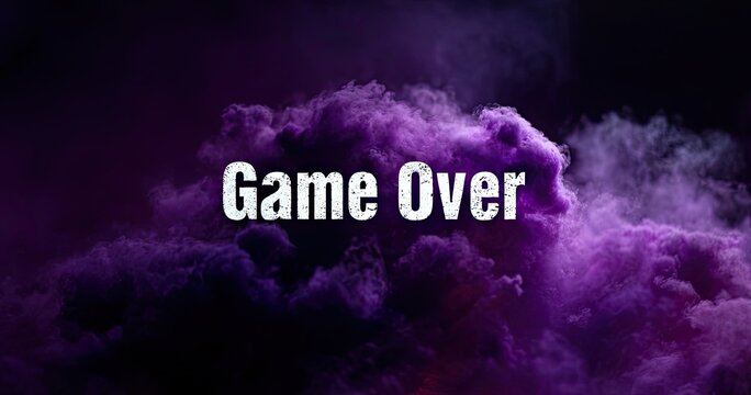 Purple smoke clouds engulf "Game Over" text