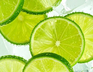 Close-up lime slices in water
