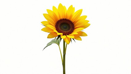 Naklejka premium Vibrant sunflower against a plain white background.