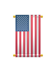 Obraz premium Vertical American Flag Banner Graphic Icon. Patriotic USA Symbol for National Holidays and Events.