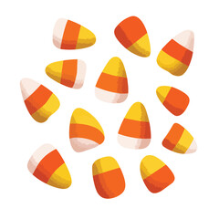Fototapeta premium Halloween Candy Corn isolated in White background, silhouette Set, Halloween theme, Vector illustration