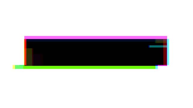 4k Loop animation of Glitch neon rectangle in green, pink, blue. Retro 80s, Y2K aesthetic, digital distortion, vibrant color. Digital art, modern 90s, 2000s, Y2K creative banner, social media graphics