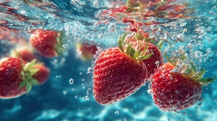 strawberries that fall into the water