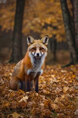 Fototapeta premium Red fox in the forest, wildlife portrait and natural beauty concept