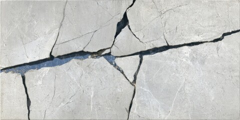 Gray stone surface with deep, irregular cracks filled with dark blue