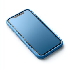 Light blue smartphone with a protective case