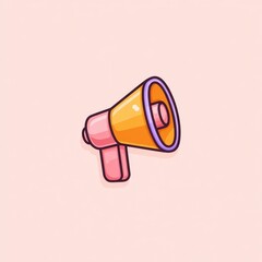 Cartoon megaphone, orange cone, pink handle