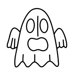 Bat Winged Cartoon Ghost Outline for Halloween
