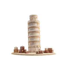 Leaning Tower of Pisa with luggage ready for travel, capturing iconic architecture, adventure, and the excitement of exploration, travel concept