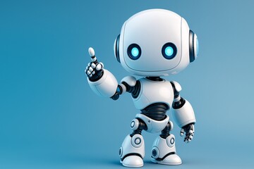 Funny happy robot – 3D GPT chatbot icon, artificial intelligence mascot character. Trendy tech support, computer AI assistant