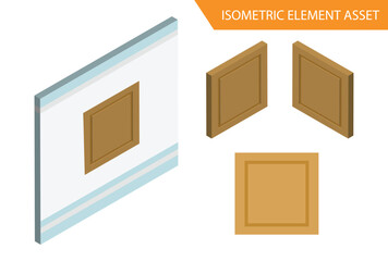 Isometric Wood window vector in White Isolated Background, Suitable for  Game Asset, And Other Graphic Related Assets