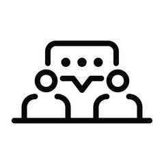 Outline of two people with a speech bubble and dots in between. Editable stroke