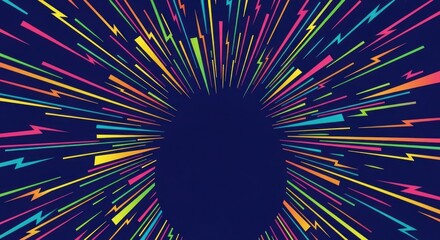 Fototapeta premium Abstract graphic design featuring radiating colorful lines, creating a dynamic, outward-moving effect.