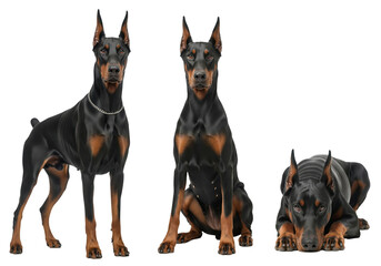 PNG Doberman Pinscher Dog Transparent Isolated White Background Elegant