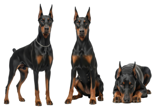 PNG Doberman Pinscher Dog Transparent Isolated White Background Elegant