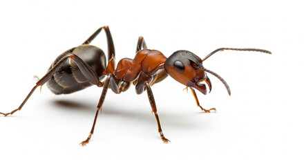 Fototapeta premium Close-up of a red ant isolated on a transparent background