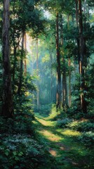 Obraz premium Sunlit Forest Path