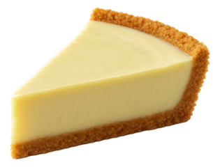 A slice of key lime pie with condensed milk layer and graham crust.