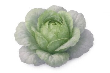 Verdant ornamental cabbage displaying dense, rose-shaped foliage, positioned against transparent backdrop