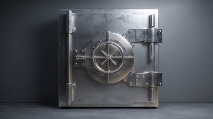 Fototapeta premium Metal Bank Vault Door Close Security Concept for Finance Industry
