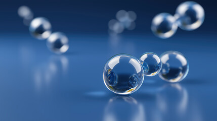 Modern digital abstract image of transparent bubbles with reflections and fluid surface tension showcasing science technology innovation and clean design elements