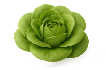 Obraz premium Fresh green lettuce head curling into rose-like shape, displaying crisp leaves against transparent backdrop, highlighting natural vegetable beauty for graphic design