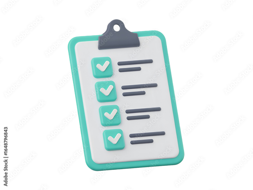 Aufkleber 3d clipboard with checklist and checkmarks to-do list
