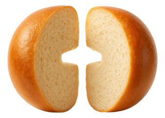 Bagel cut in half showing a dense, chewy crumb with minimal air pockets.