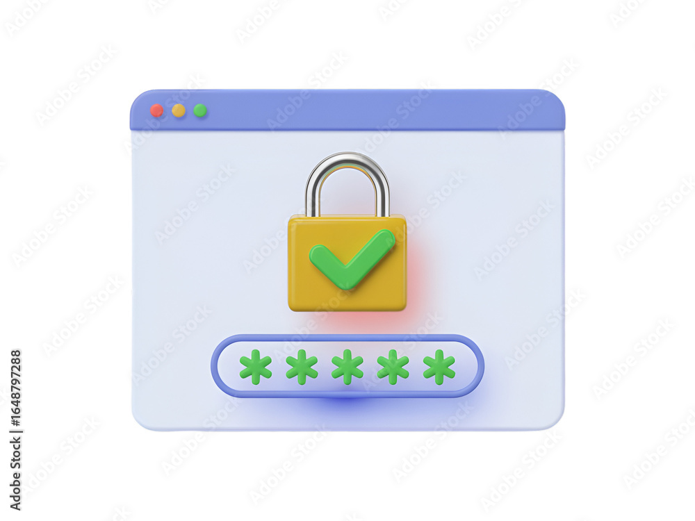 Aufkleber 3d secure login window with padlock and password security