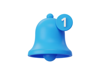 Blue notification bell with number 1 badge alert