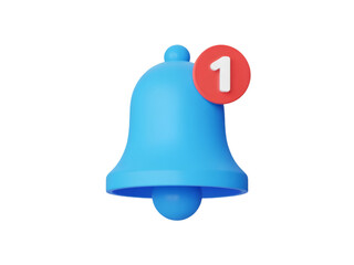 Blue notification bell with red number 1 badge alert