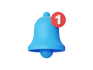 Blue notification bell with red number 1 badge alert