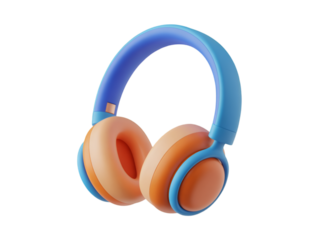 Modern blue and orange headphones illustration audio