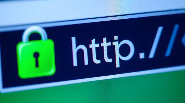 Secure browsing with https protocol and green padlock on address bar