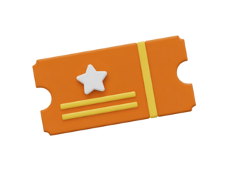 Orange Ticket With White Star And Yellow Stripes graphic