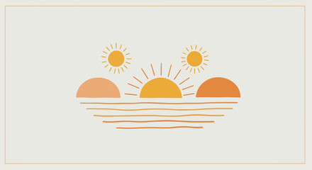 Boho sunset landscape abstract art