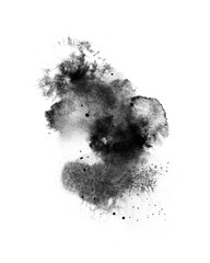 Obraz na płótnie Canvas Abstract ink blob, grunge art. Black paint stroke texture in marble style. Wallpaper design. Hand drawn watercolor isolated illustration on transparent background