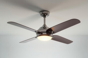 Sleek mirrored ceiling fan blades rotate silently , operation, fan