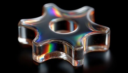 Abstract star-shaped gear, iridescent