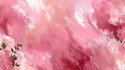 Abstract floral backdrop in soft pinks and reds