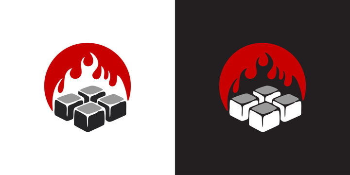 Flame of Charcoals briket . Burning Coals During Barbecue 