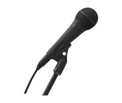illustration of black microphone isolated on a transparent background