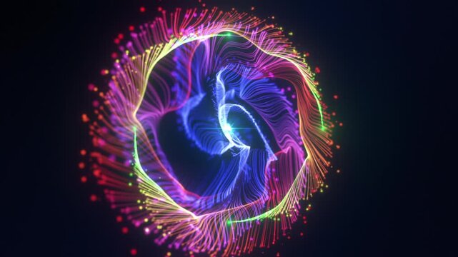 Abstract Swirling Particles Streaks Abstract Fireworks like Spiral Pattern Animation Blue