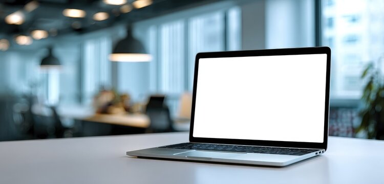 Laptop on a table in a modern office