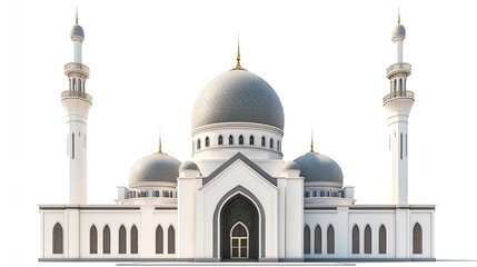 Fototapeta premium Modern mosque building isolated on white background