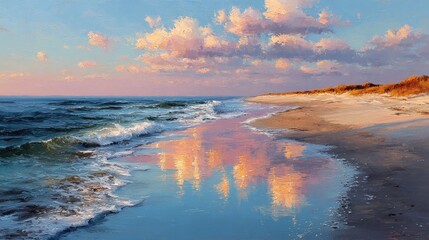 Coastal sunset reflection
